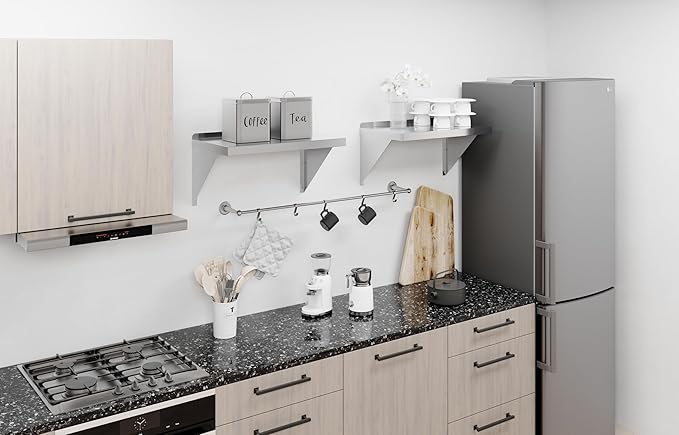 AmGood 14 x 24 Stainless Steel Wall Shelf | Appliance &amp Equipment Metal Shelving | Kitchen Restaurant Garage Laundry Utility Room | Heavy Duty | Squared Edge | NSF Certified