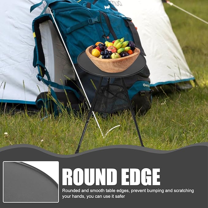 Portable Camping Folding Table Aluminum Alloy Adjustable Height with Mesh Storage Net Lightweight Outdoor Picnic and Hiking Camp Kitchen Accessory