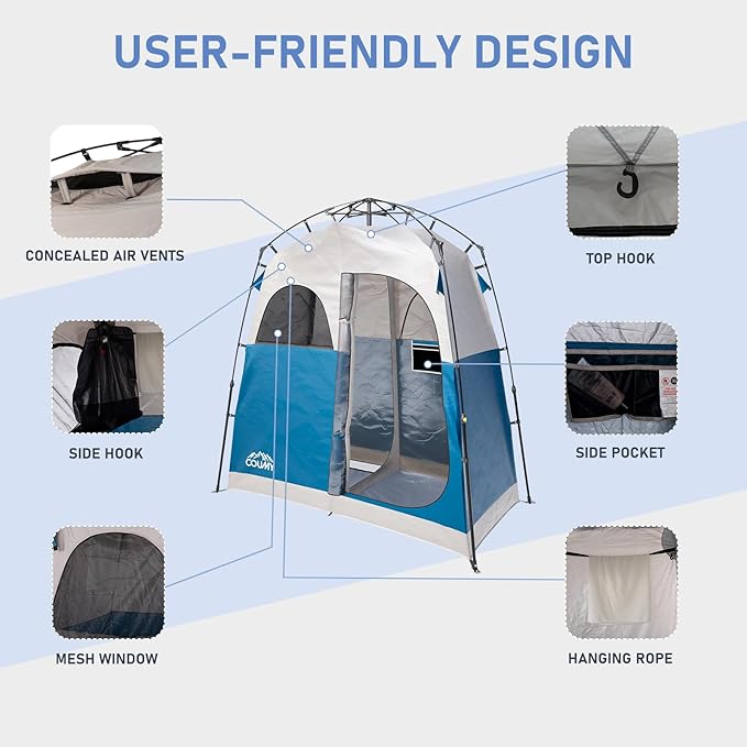 Instant Camping Shower Tent Privacy Shelter Portable Outdoor Sun Shelter for Camping Beach Hiking Fishing 1 Room/2 Rooms