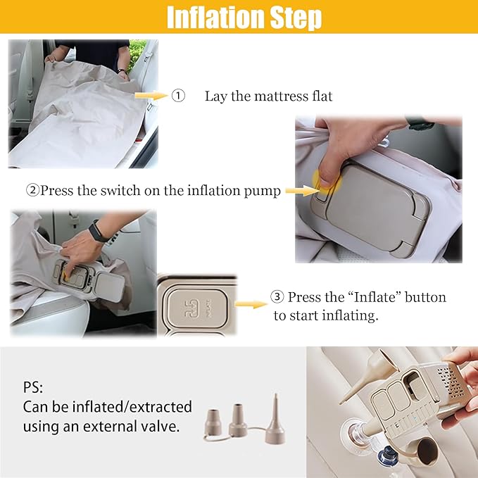 Car Back Seat Air Mattress Compatible with Ford Maverick XL Pickup Truck 2022-2025 Inflatable SUV Mattress with Pillow Portable Travel Camping Sleeping Pad for CarBeige