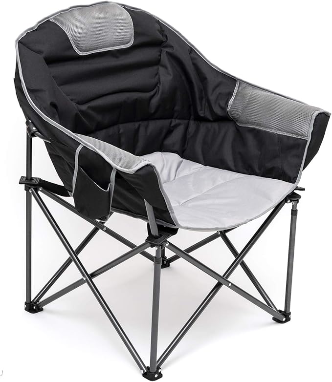 SUNNYFEEL Oversized Camping Chair Heavy Duty 500 LBS Portable Folding Chairs Black Large Sofa Chair for Beach Trip Picnic Lawn Outdoor Camp Chair for Adults &amp Carry Bag