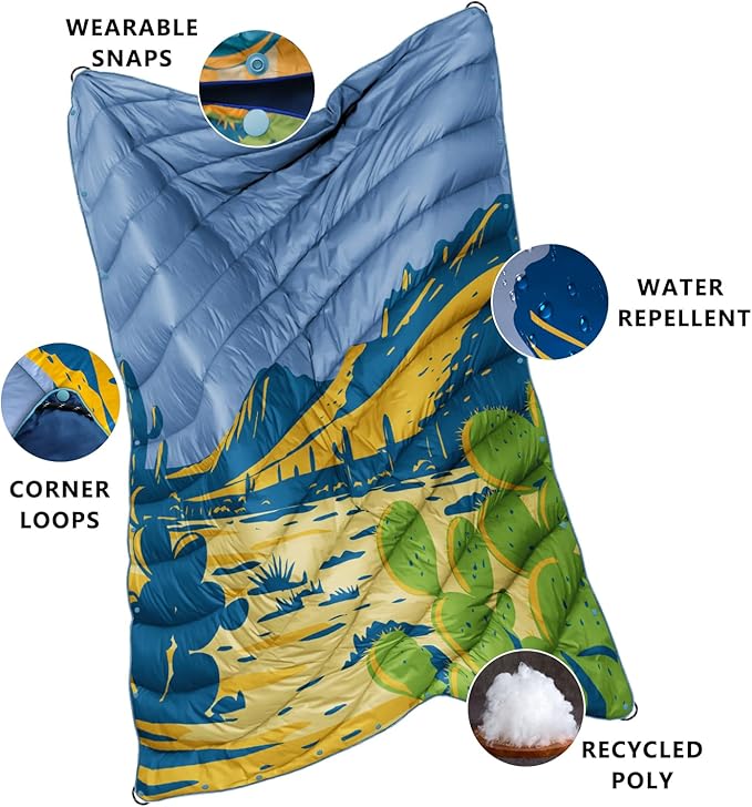 Camping BlanketLightweight Puffy Printed Camping Blanket Packable Outdoor Blanket for CampingTraveling Stadium Hiking Picnics