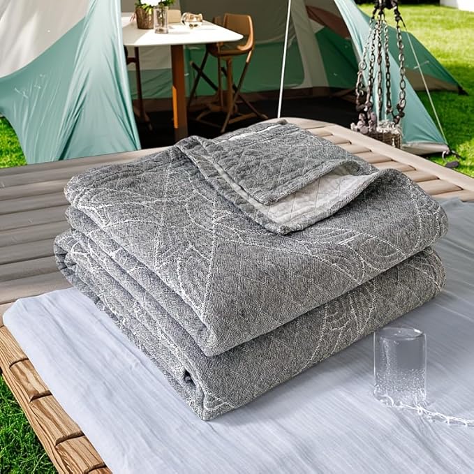 ITFRO Cooling 3 Layer Cotton Muslin Blanket for Hot Sleepers Twin Size 60x80 Inches Lightweight Breathable Reversible Summer Camping Blanket All Seasons for Couch Sofa Bed (Solid Grey 60x80)