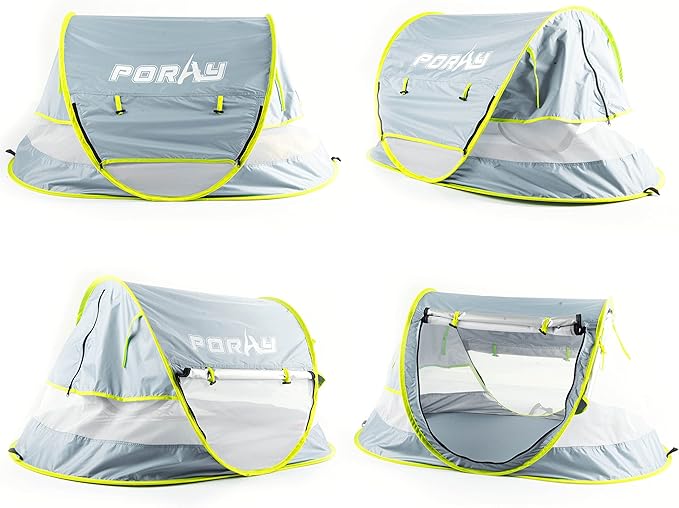 Poray Portable Baby Beach Tent with UPF 50+ Sun ShelterMosquito Net and Sunshade Ideal Pop Up Kids Travel Tent with Carry Bag &amp 2 StakesOutdoor Indoor Play and Sun Protection