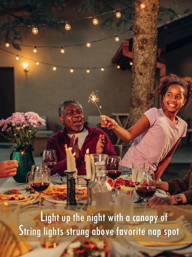 DAMAING Outdoor String Lights 400FT Patio Lights with 208 shatterproof G40 dimmable Globe LED Bulb Waterproof connectable Outdoor Lighting for Backyard Porch Balcony gazobo 4-Pack 100FTBlack