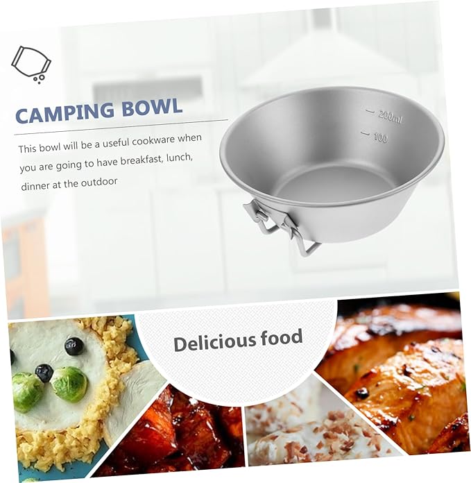 Zerodeko Portable Titanium Bowl with Handle for Outdoor Camping Lightweight Multi-use Dish for Hiking Travel and Picnics Versatile Salad Snack and Soup Serving Bowl
