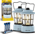 LUXPRO Retro LED Lantern - Battery-Powered Emergency Lantern - Water Resistant - Bright LED Lamp for Indoor &amp Outdoor Use - Use for Tents Hiking or Hurricane Prep (Blue Pack of 2)
