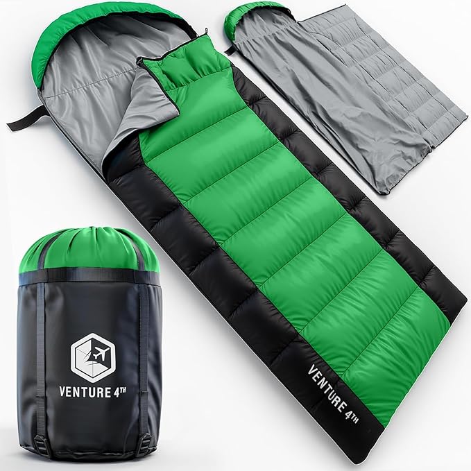 VENTURE 4TH Backpacking Sleeping Bag – XXL Double and Single Sizes - Lightweight Warm &amp Cold Weather Sleeping Bags for Adults Kids &amp Couples – Ideal for Hiking Camping &amp Outdoor Adventu