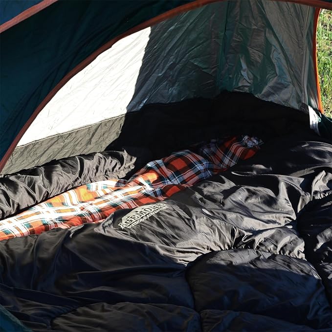 AGEMORE Cotton Flannel Double Sleeping Bags for Adults Cold Weather Waterproof Queen Size Sleeping Bag 2 Person Double Wide Warm Sleeping Bag for Family or Couples Outdoor Camping or RV Traveling