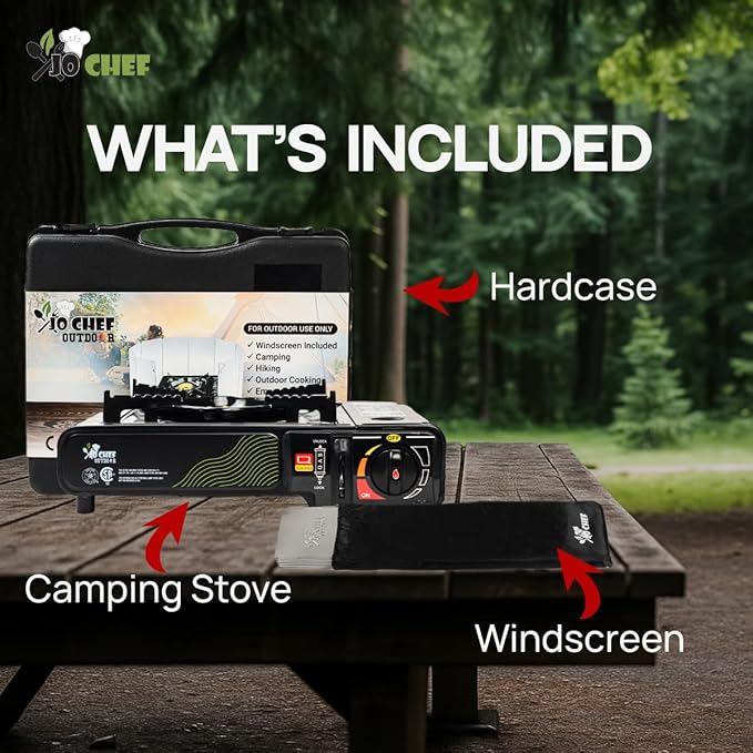 JoChef Butane Camping Stove - 9500 BTU Portable Gas Stove