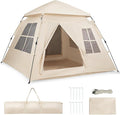 Goplus 4 Person Camping Tent Portable Automatic Easy Setup Cabin Tent with Rainfly Mesh Windows 2 Doors &amp Carrying Bag Lightweight Outdoor Sun Shelter for Hiking Traveling Picnic