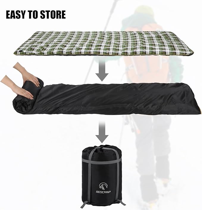 REDCAMP Heated Sleeping Bag Pad Heated Sleeping Bag Liner 5 Heating Zones 3 Adjustable Heat Settings USB Heating Pad for Cold Weather Camping Backpacking or Hiking Green/Red