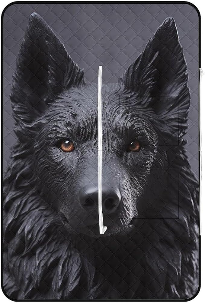 Zipper Black German Shepherd Style Picnic Mat Suitable for Travel Camping Park Or Home Use