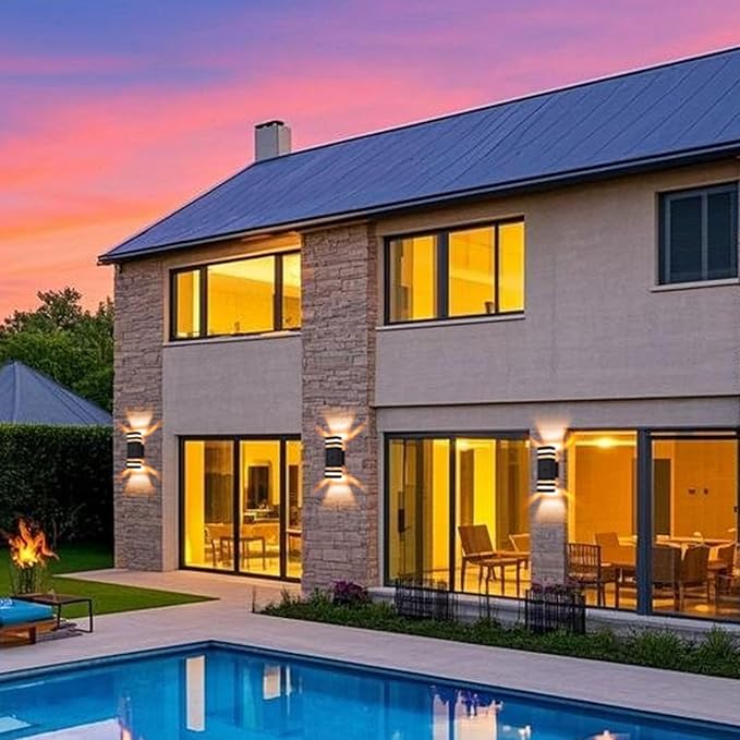 Dusk to Dawn Outdoor Wall Lights Aluminum Exterior Wall Sconce Lighting Up and Down Dusk to Dawn Outdoor Wall Sconce Waterproof Outside Lights for House Porch Patio Garage Garden 1 Pack