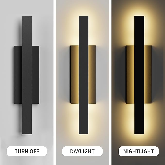 LamQee 31 inch Aluminum Long Outdoor Wall Lights 3000K 1600LM 32W LED Modern Exterior Lighting Fixtures IP65 Waterproof Matte Black Linear Outside Sconce Wall Mount for House Porch Patio Garage Door