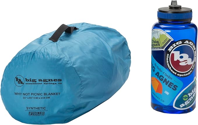 Big Agnes Why Not Picnic Blanket- Waterproof Outdoor Blanket with Insulation Hidden Pocket &amp Stuff Sack for Camping Beach &amp Concerts Cendre Blue/Asphalt 55x85