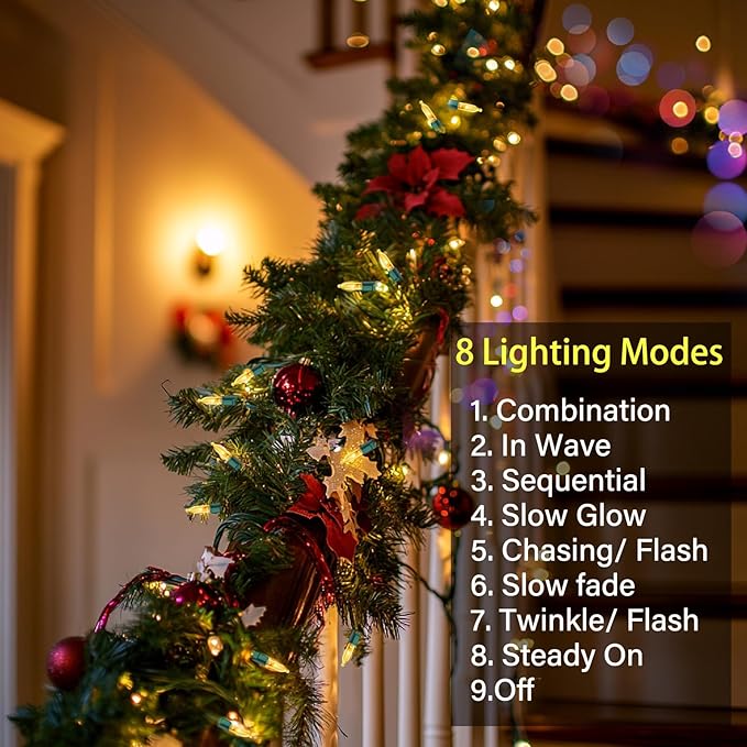 2 Pack 100 LED Outdoor Christmas Lights 35FT Battery Operated Mini String Lights with 8 Modes &amp Timer Xmas Tree Lights Waterproof for Patio Garden Party Wedding Holiday Decor Warm White