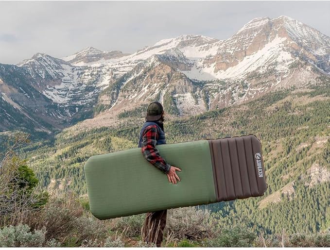 Klymit Klymaloft Lofted Hiking and Backpacking Air Bed Inflatable Sleeping Pad for Camping with Memory FoamGreen