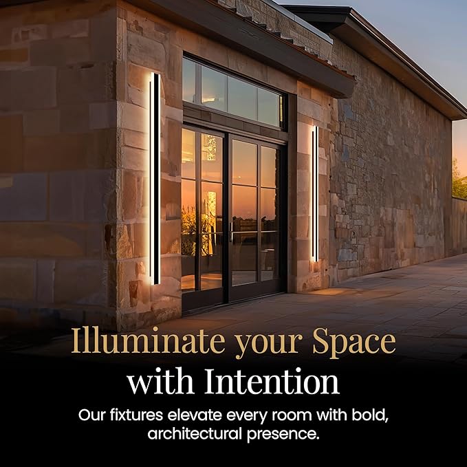MOD LIGHTING Haylen Wired LED Outdoor Wall Light (2-Pack) 79 Water Resistant Outdoor LED Sconce Remote Dimming Modern Wall Sconces for Patio Garage Black