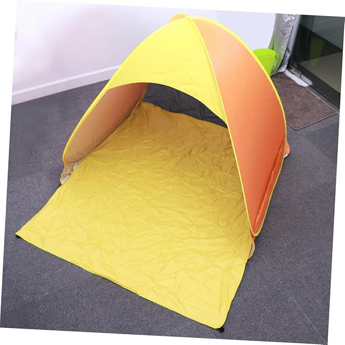 Portable Instant Tent Sun Shelter Automatic Pop Up Beach Canopy with Design for Outdoor Camping Orange Yellow UV Protection Easy Setup Rugged Structure