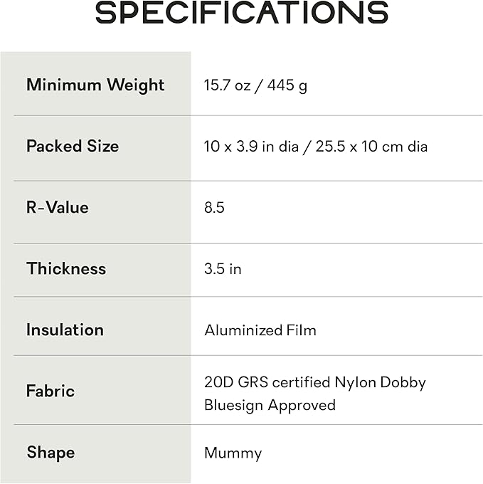 Nemo Equipment Tensor Extreme Conditions Sleeping Pad - Regular Mummy (72 x 20) - Black/Birch Bud/Citron