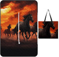 Zipper Horses Red Glowing Clouds Style Picnic Mat Suitable for Travel Camping Park Or Home Use