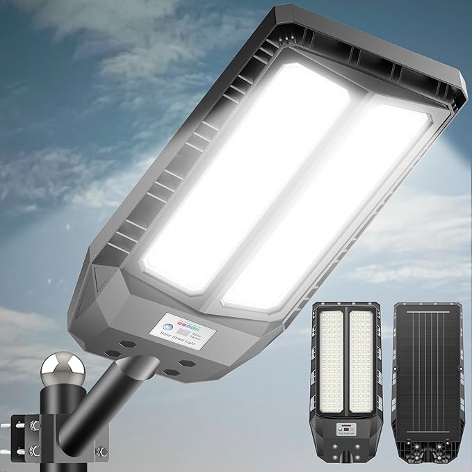 6000W Solar Lights Outdoor Waterproof 7000K Dusk to Dawn Outdoor Solar Street Light Motion Sensor with Remote LED Security Flood Light for Outside Garden Yard Pathway (American 1)