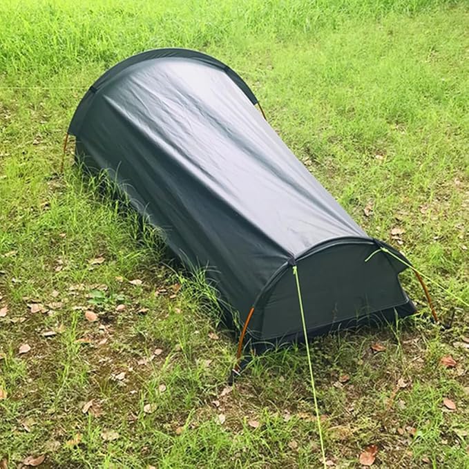 Single Person Backpacking Tent Hiking Bivy Tent Lightweight Sleeping Bag Tent with Ground ClothBackpacking Tent
