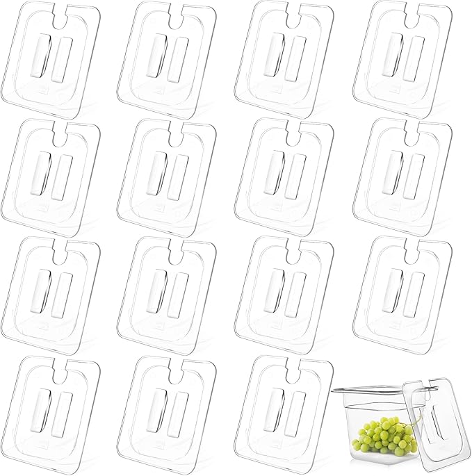 15 Pack 1/6 Size Food Pan Lids Polycarbonate Notched Hotel Pan Lids Commercial Clear Food Pan Covers for Restaurant