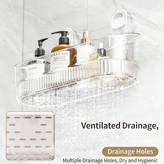 No Drill Bathroom Drain Rack 2026 New No-Drill Bathroom Suction Storage Box – Large Capacity &amp Strong Load-Bearing With Drain Holes For Shower Kitchen Organizer (Gold 2pc)