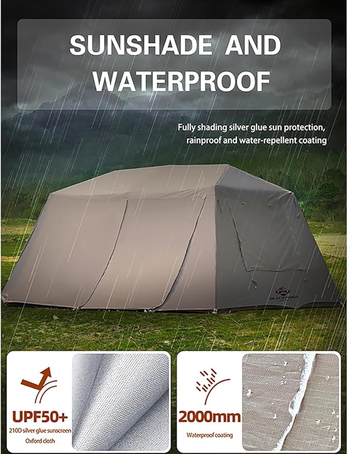 Jupiter 5 6 13 Outdoor Camping Tent for 4 6 8 People Fully Automatic Quick Opening Canopy for Outdoor Picnic Park &amp Family Use Silver Coated Sunscreen &amp Waterproof