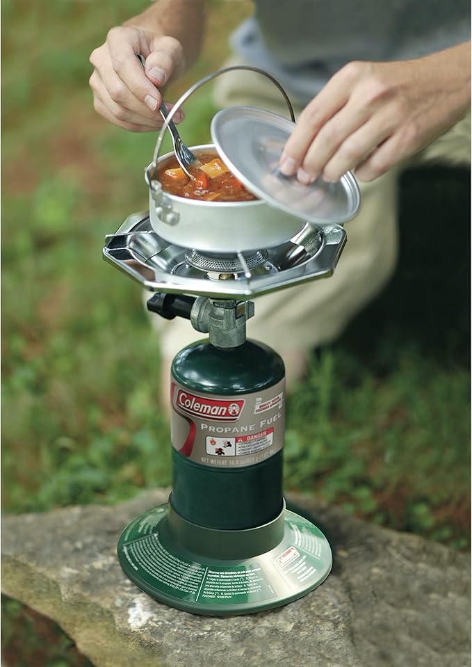 Coleman BottleTop Propane Stove with Adjustable Burner Portable Camping/Backpacking Cooker with 7650 BTUs of Power for Camping Tailgating Grilling &amp More