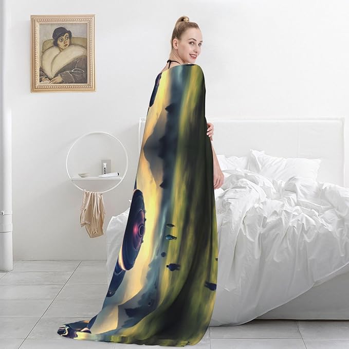 UFO Landing Blanket.Super Soft Flannel Blanket 80x60 inches 100% Polyester for Warmth Perfect for beds Sofas and Camping.