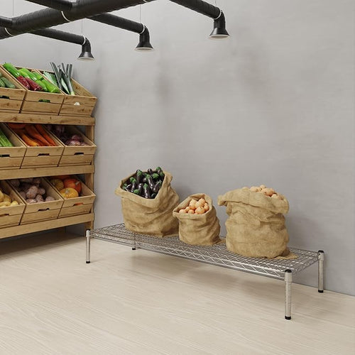 18''W x 54''L x 8''H Chrome Plated Wire Dunnage Rack | Off The Floor Storage