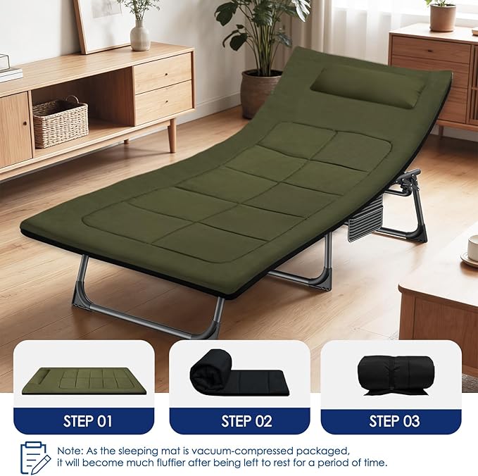 Camping cot Mattress Comfortable Portable Foldable Sleeping Pad for Adults Folding Floor Pad Easy to Store Guest Mat for Home Outdoor Indoor
