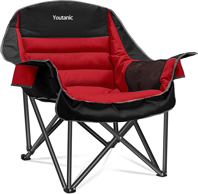 Oversized Camping Chair Portable Folding Camping Chairs with Side Pocket Cup Holder and Carry Bag Heavy Duty Outdoor Camping Chairs for Adults Fishing Sports Trip up to 400lbs Style 5