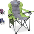 Northroad Oversized Portable Camping Chair Full Padded Outdoor Folding Chair Support 350 LBS Heavy Duty Lawn Chair with Cup Holder Cooler Bag Lumbar Support Head Pocket for Adult (Green)