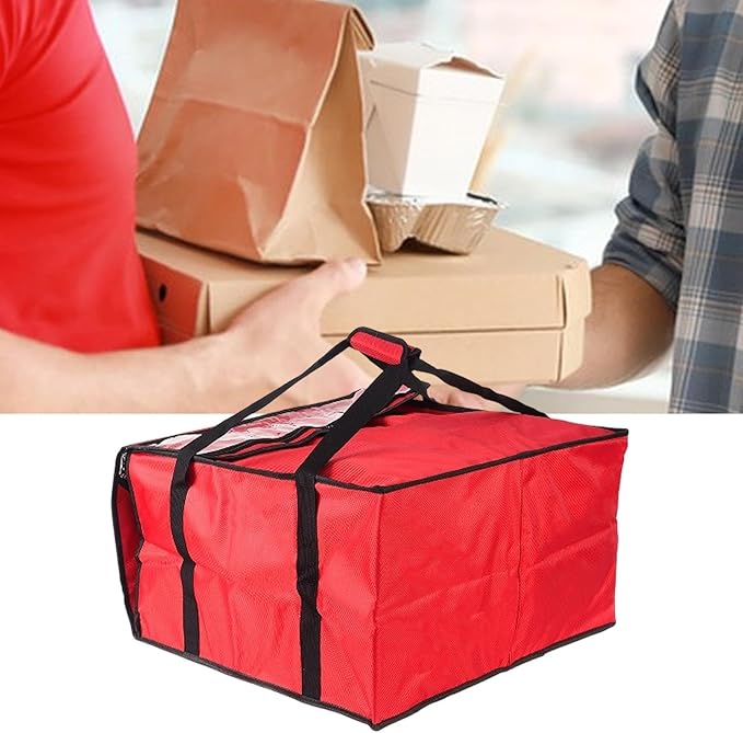 pistro Insulated Pizza Delivery Bag 60x60x35cm (24x24x14in) with Aluminum Foil Layer Reusable Oxford Cloth Picnic Carrier