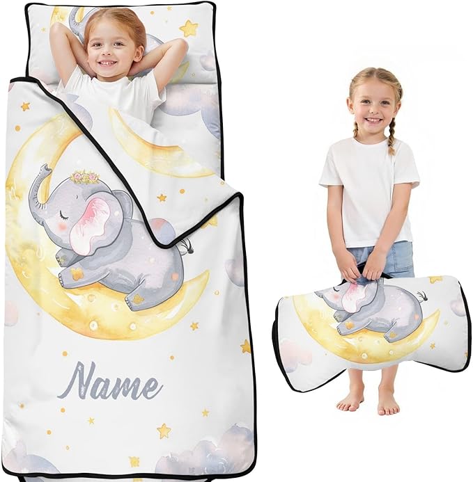 Toddler Sleeping Bag with Blanket &amp Pillow – Personalized Roll-Up Nap Mat with Custom Name for Kids