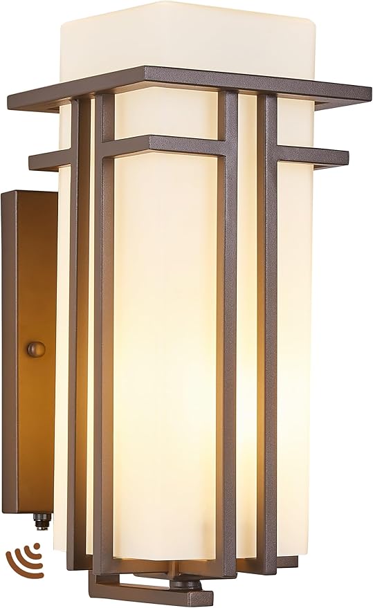 15.35H Matte Brown Outdoor Wall Light Large Outdoor Wall Lantern Oil Rubbed Bronze Exterior Light Fixture Waterproof Metal with Frosted Glass Sconce Light for Porch Garage Front Door Brown (Large)