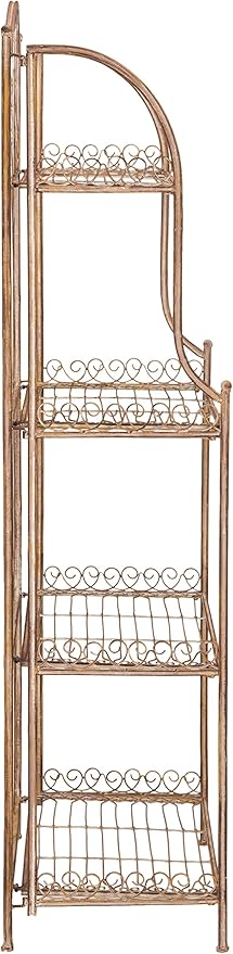 SAFAVIEH Outdoor Patio Furniture Collection Amaris Rusty Orange Wrought Iron 4-Tier Bakers Rack Plant Stand Storage Shelf (PAT5014A)