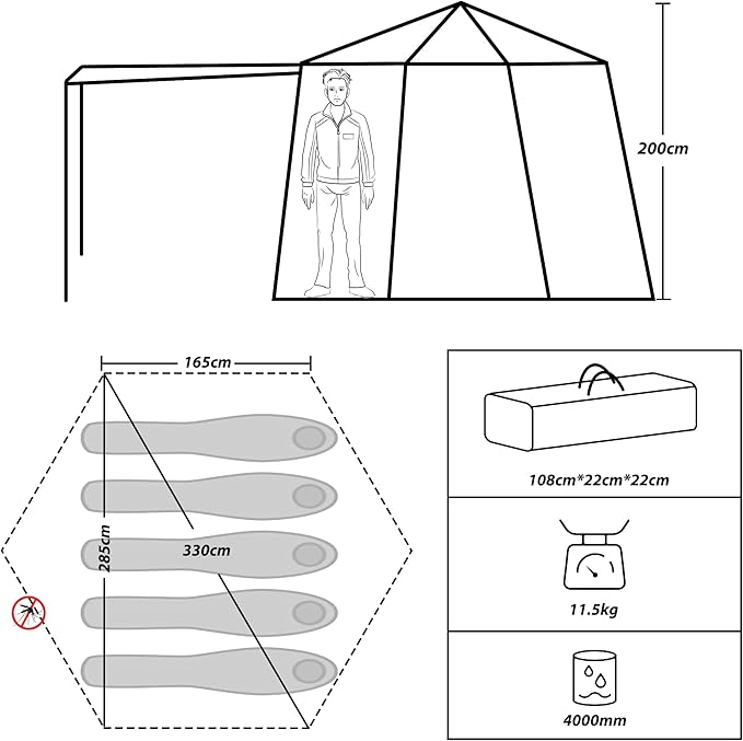 ONTYZZ Large Waterproof Tents Family Tent for Camping Hiking Outdoor Picnic