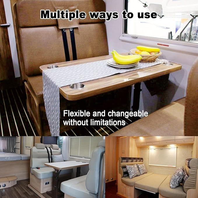 RV Folding Table Collapsible Table Folding Camping Table Push-Pull Lift Dining Tables Removable RV Table for Patio Yacht Caravan Outdoor Beach Indoor (Color : White)