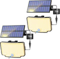 Peasur 2 Pack Solar Motion Lights Outdoor 318 LED Solar Security Light with 3 Modes IP65 Waterproof Powered Flood Lights for Outside Garden Patio Garage Yard Backyard Warm White