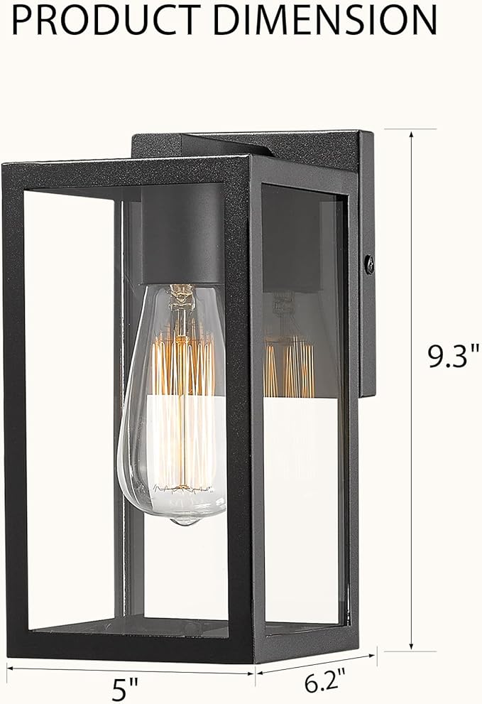 Bestshared Outdoor Wall Sconce Exterior Wall Lighting Fixture Outdoor Porch Mount Light Front Door Lantern Lamp in Black Finish with Clear Glass for Porch(1 Pack)