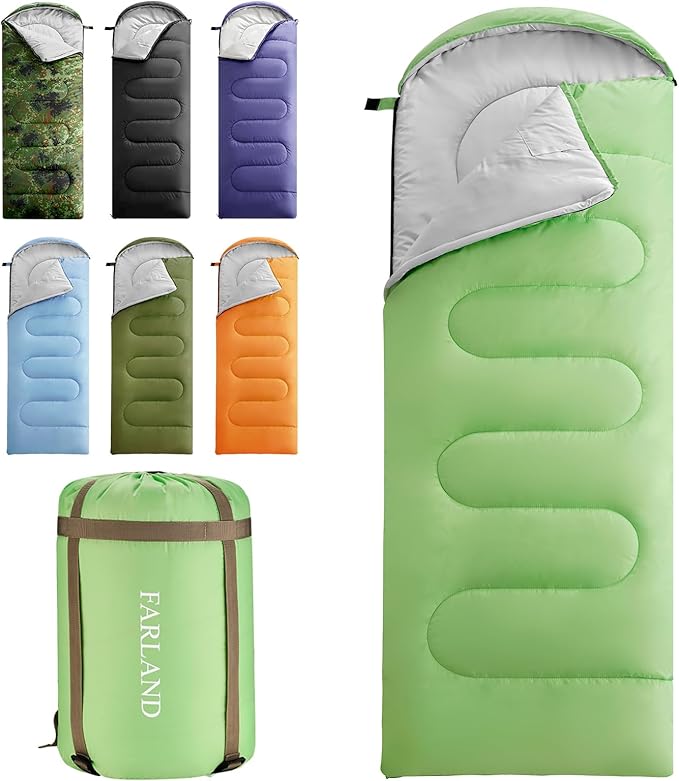 FARLAND Sleeping Bags 30℉ for Adults Teens Kids with Compression Sack Portable and Lightweight for 3-4 Season Camping HikingWaterproof Backpacking and Outdoors