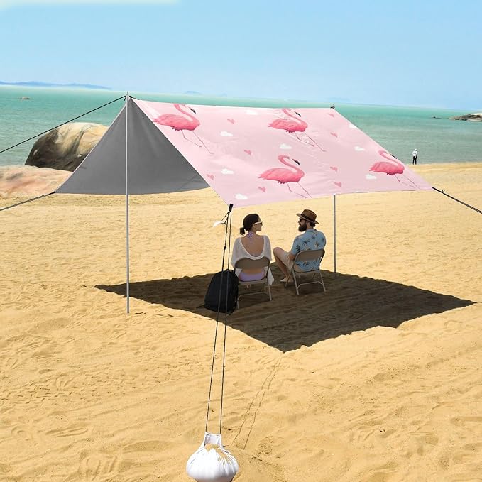 Flamingo HeartCamping Sun Shelters 9.2 x 10.5 FT Beach Canopy Tent Sun Shade with Carrying Bag for Camping Trips Fishing Backyard Fun or Picnics 21341689