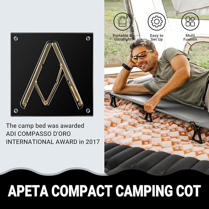 ATEPA Camping Cots for Adults with Carry Bag &amp Storage Bag Portable Bed Folding Cot Most Comfortable for Hiking Backpacking Car Camping Travel Home Office Nap Lightgrey