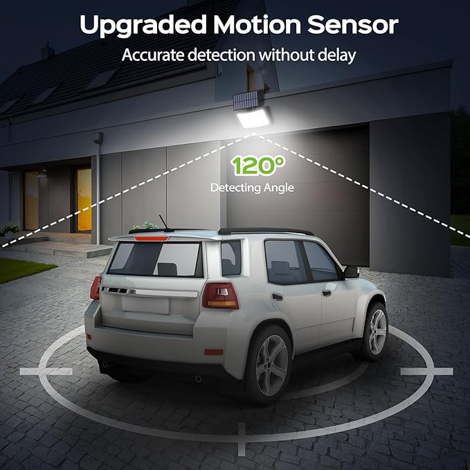Adiding Solar Outdoor Lights 2800LM LED Flood Lights with 16.4 Ft Cable Remote Control Solar Motion Sensor Lights with 3 Modes Solar Powered Security Lights for Outside Patio Yard Garage 1 Pack