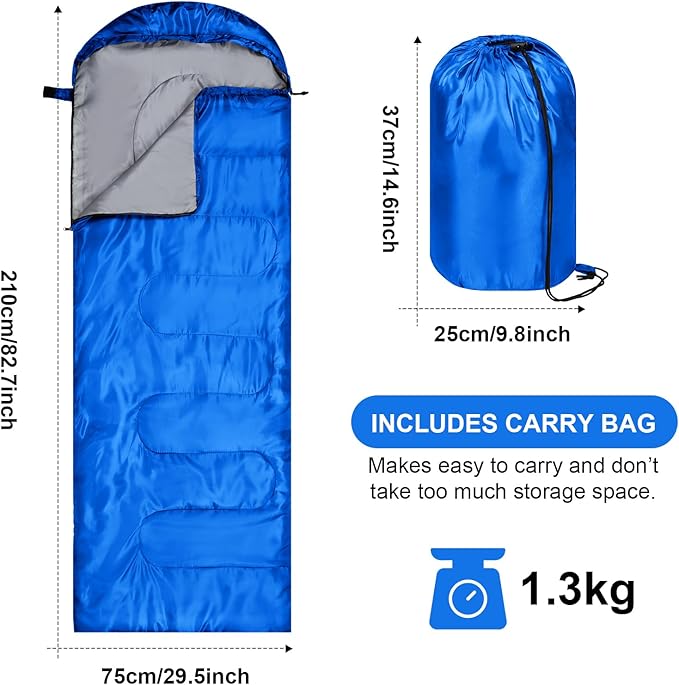Tudomro Camping Sleeping Bag for Adults Lightweight Packable Waterproof Camping Gear Equipment to Keep Warm for Outdoor Backpacking Hiking Travel